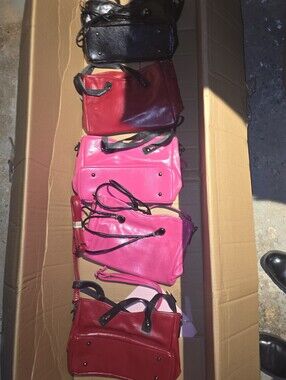 Women's Faux Leather Mini Tote Bag - Pink, Red, Black